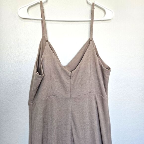 NWT Birdy Grey | Jay Long Dress Crepe Leg Slit In Taupe, Womens XL - Picture 6 of 10